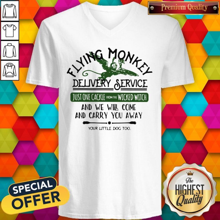Flying Monkey Delivery Service Your Little Dog Too V-neck