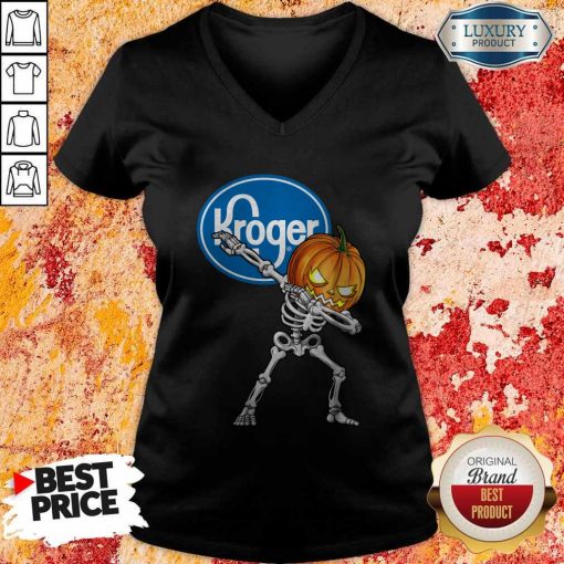Skeleton Dabbing Halloween Pumpkin Kroger V-neck