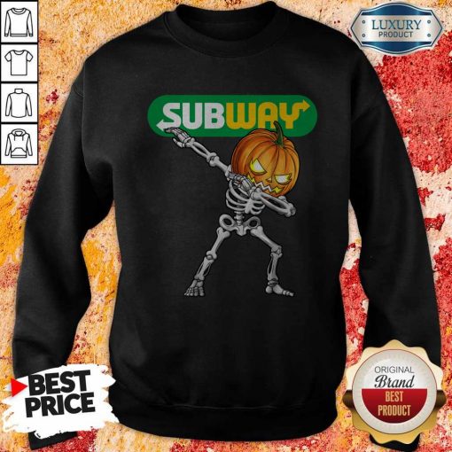 Skeleton Dabbing Halloween Pumpkin Subway Sweatshirt