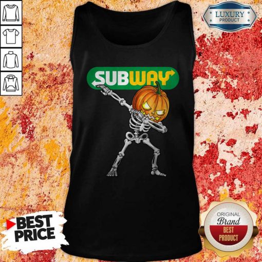 Skeleton Dabbing Halloween Pumpkin Subway Tank Top