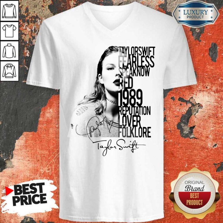 Taylor Swift Fearless Speak Now Red 1989 Reputation Lover Folklore Signature V-neck