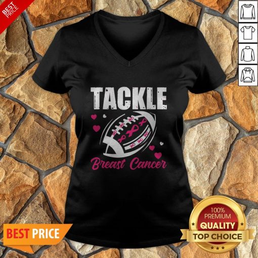 Breast Cancer Awareness Tackle Breast Cancer Football Gifts V-neck