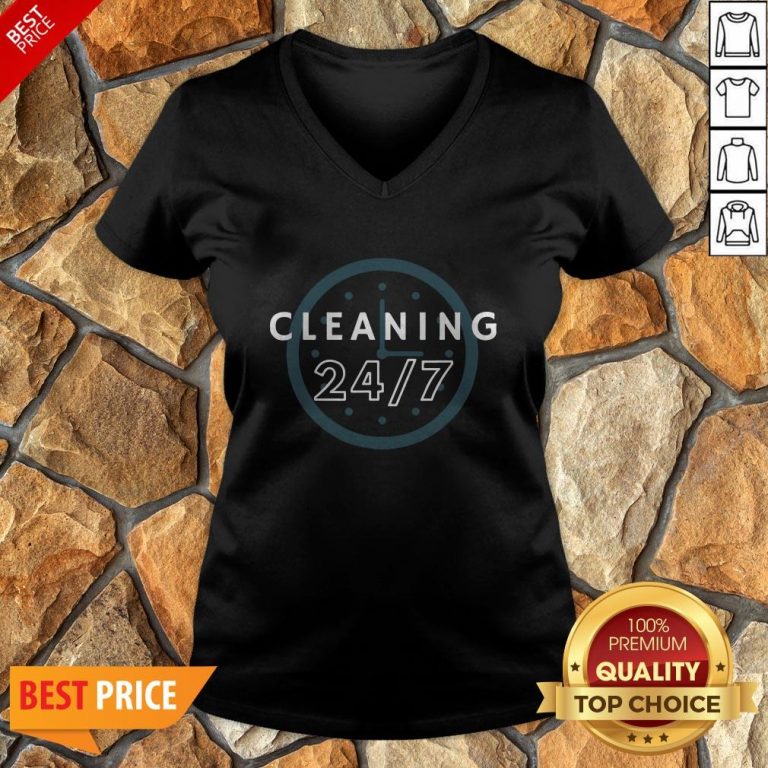Cleaning 247 Housekeeping Humor V-neck