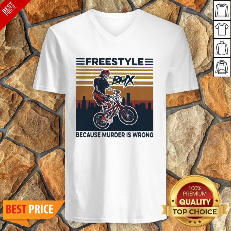 Freestyle Because Murder Is Wrong Biker Vintage V-neck