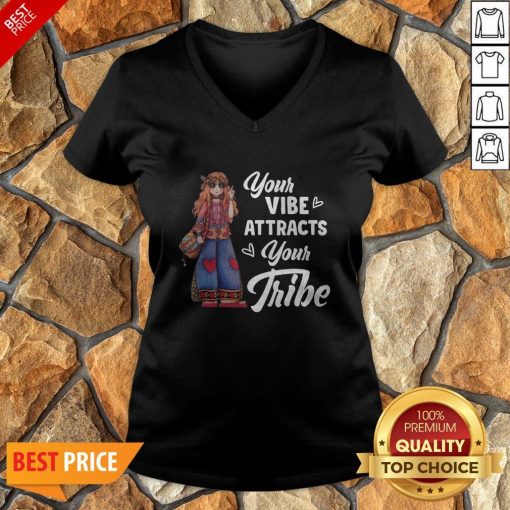 Hippie Girl Your Vibe Attracts Your Tribe V-neck