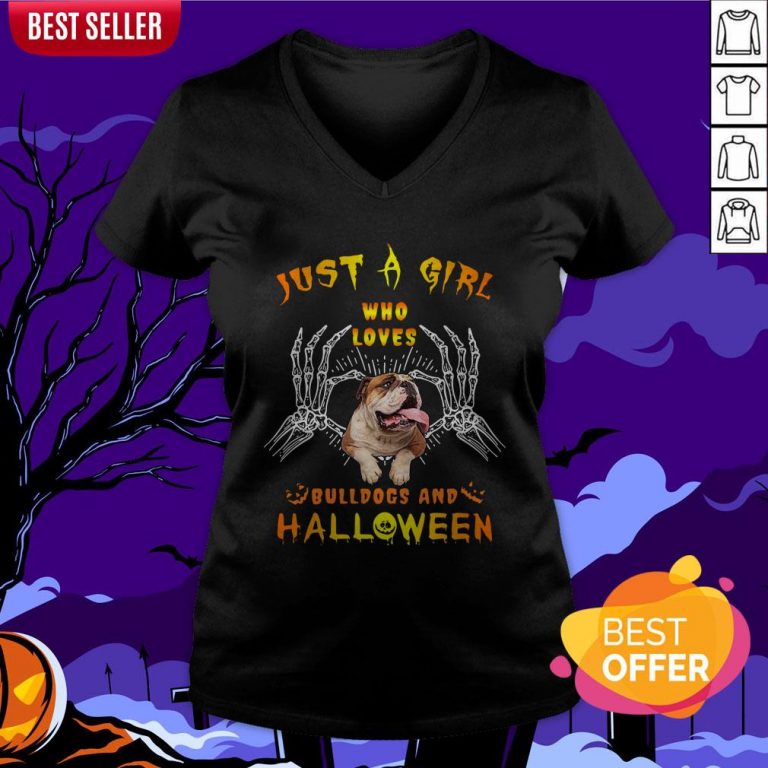 Just A Girl Who Loves Bulldogs And Halloween V-neck
