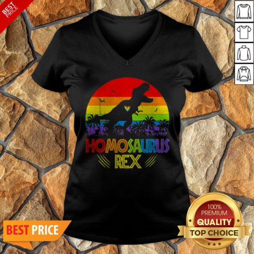 LGBT T Rex Homosaurus Rex Vintage V-neck
