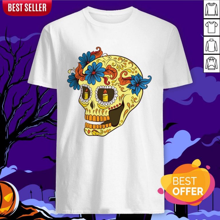 Sugar Skull Yellow Dia De Los Muertos Day Dead Shirt