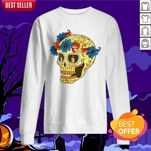 Sugar Skull Yellow Dia De Los Muertos Day Dead Sweatshirt