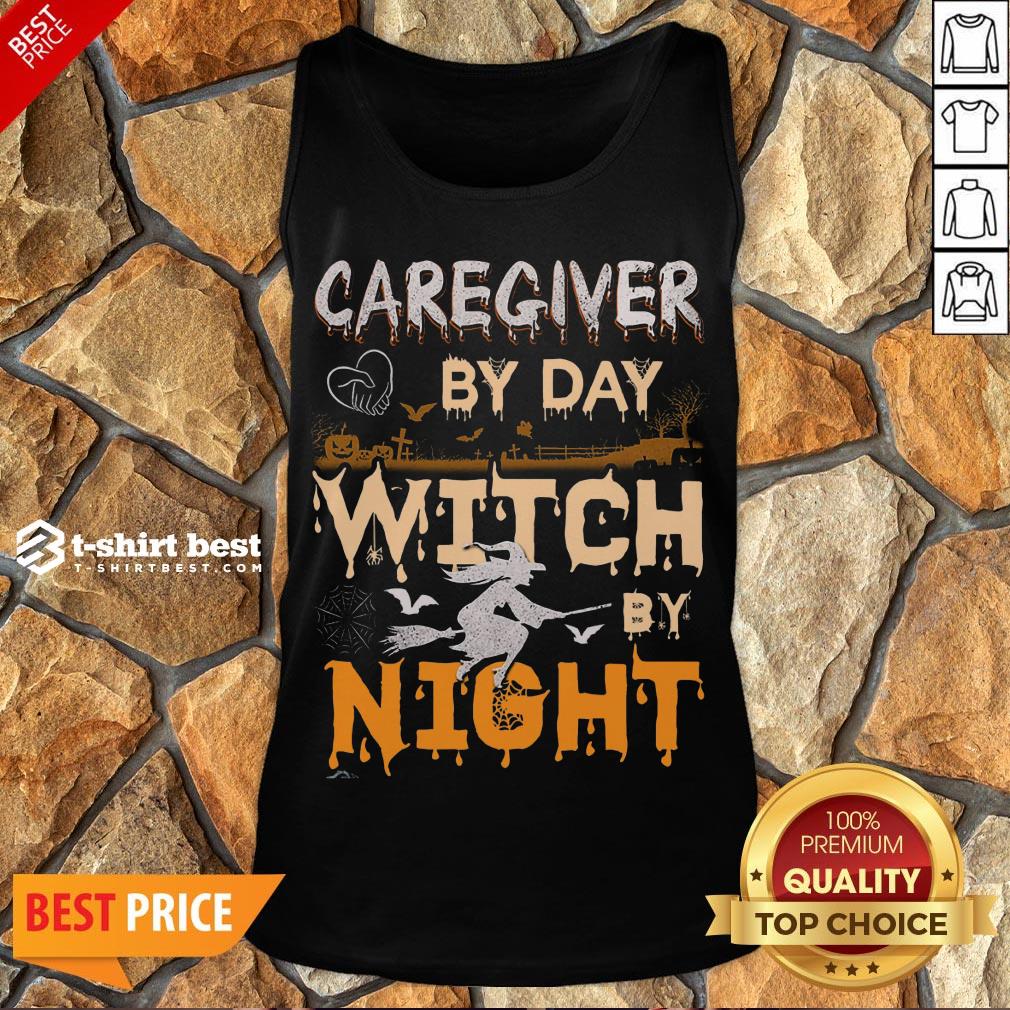 Funny Halloween Caregiver By Day Witch By Night Tank Top- Design By T-shirtbest.com