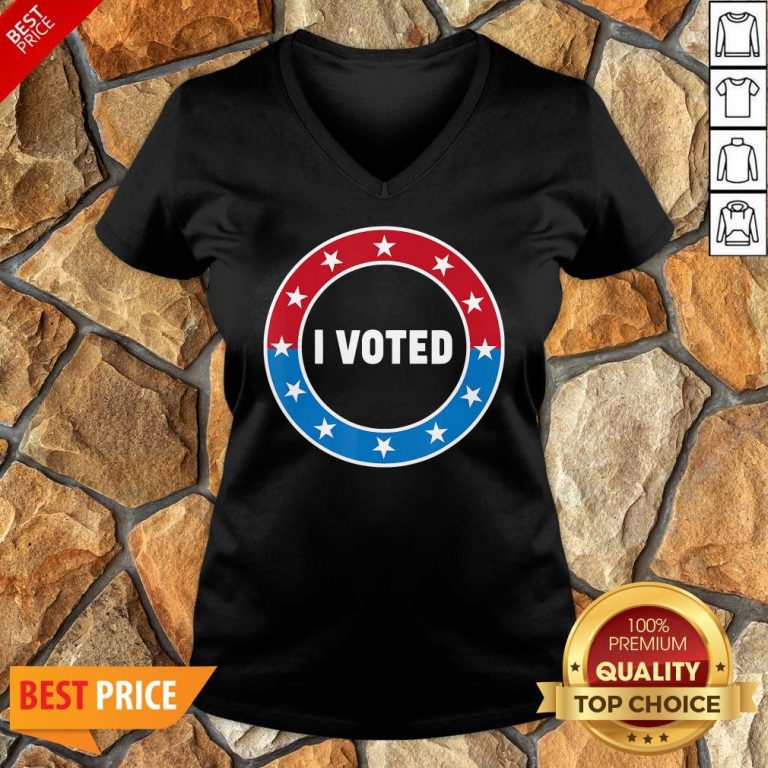 I Voted USA Election 2020 Red White Blue Voting Sticker V-neck