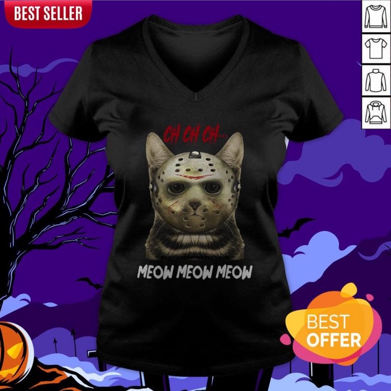 Jason Voorhees Ch Ch Ch Meow Meow Meows V-neck