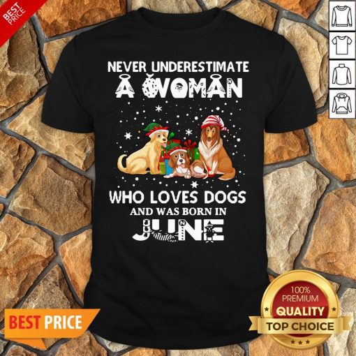 Never Underestimate A Woman Who Loves Dogs And Was Born In June Shirt