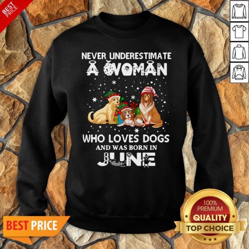 Never Underestimate A Woman Who Loves Dogs And Was Born In June Sweatshirt