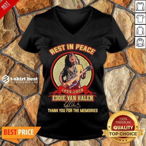 Nice Rest In Peace 1955 2020 Eddie Van Halen Signature Thank You For The Memories V-neck- Design By T-shirtbest.com