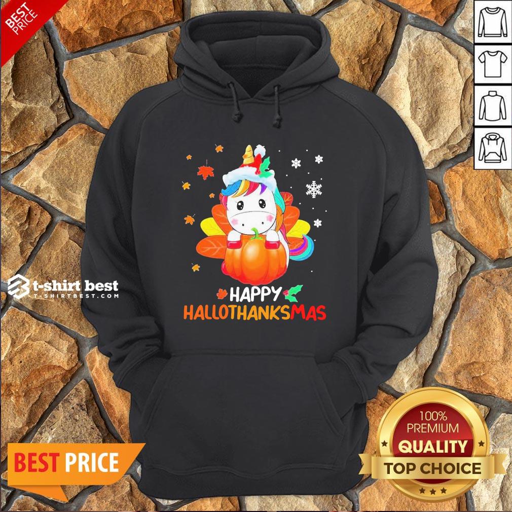 Nice Unicorn Happy Hallothanksmas Hoodie- Design By T-shirtbest.com