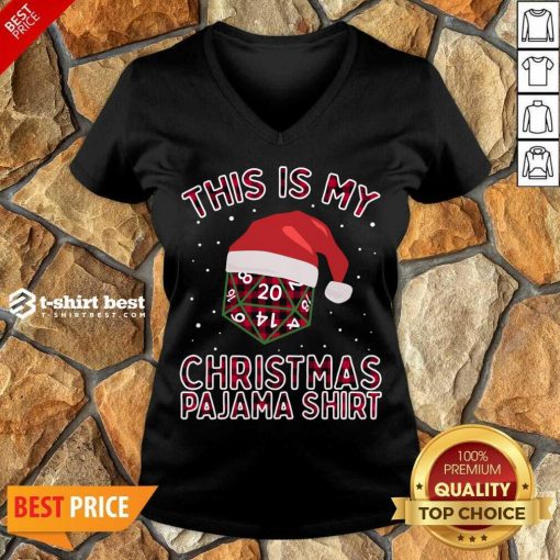 This Is My Christmas Pajama Plaid Board Game Role Play D20 T-V-neck- Design By 1tees.com