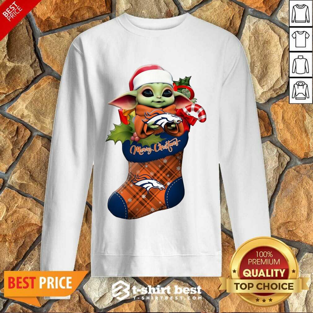 Baby Yoda Hug Denver Broncos Ornament Merry Christmas 2020 Sweatshirt - Design By 1tees.com