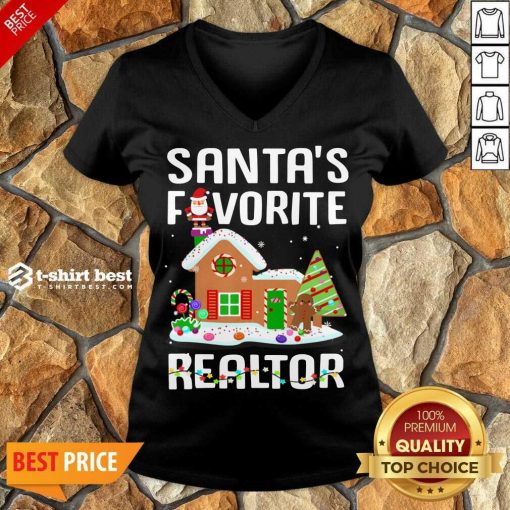Santa’s Favorite Realtor Anti Covid-19 Merry Christmas 2020 V-neck - Design By 1tees.com