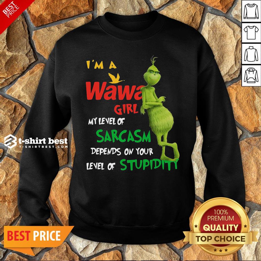 Grinch I’m A Wawa Girl My Level Of Sarcasm Depends On Your Level Of Stupidity Sweatshirt