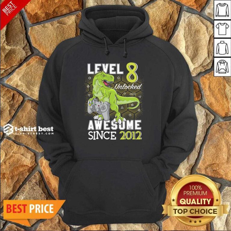 Level 8 Unlocked Awesome Since 2012 Dinosaurs 8 Year Gamer Birthday Hoodie