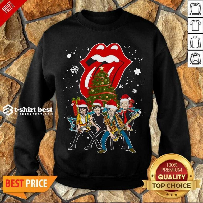 The Rolling Stones Band Music Wear Pajama Santa Christmas Tree Gift Sweatshirt - Design By 1tees.com