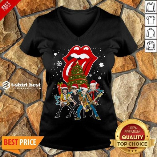 The Rolling Stones Band Music Wear Pajama Santa Christmas Tree Gift V-neck - Design By 1tees.com