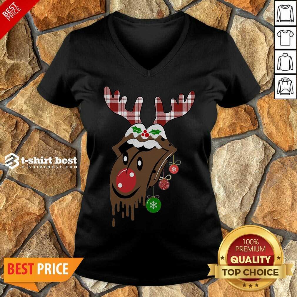 Reindeer Rolling Stones Merry Christmas V-neck - Design By 1tees.com