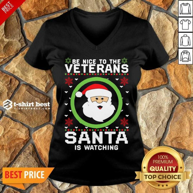 Be Nice To The Veterinarian Santa Watching V-neck - Design By 1tees.com