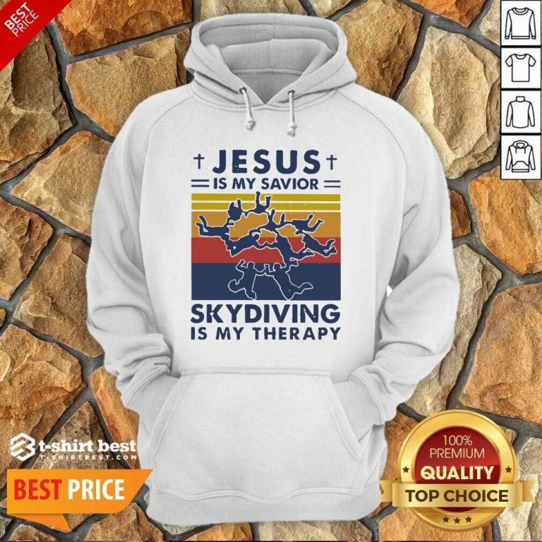 Jesus Is My Savior Skydiving Is My Therapy Vintage Hoodie - Design By 1tees.com