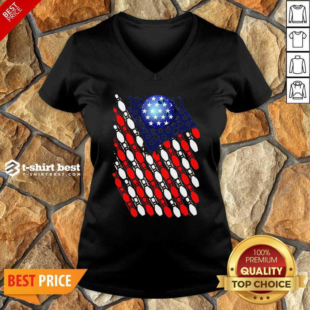 Bowling American Flag 2020 V-neck - Design By 1tees.com