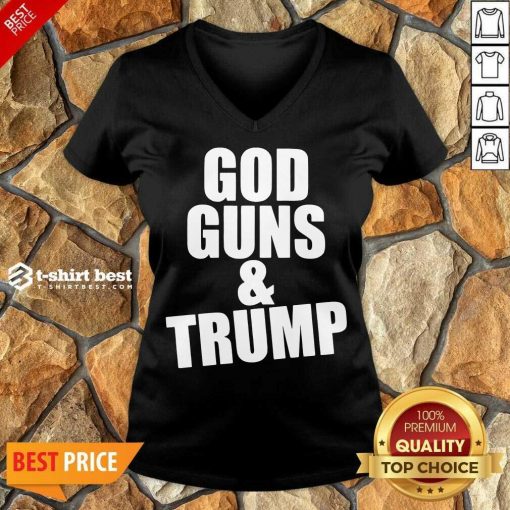 God Guns And Trump American Flag V-neck - Design By 1tees.com