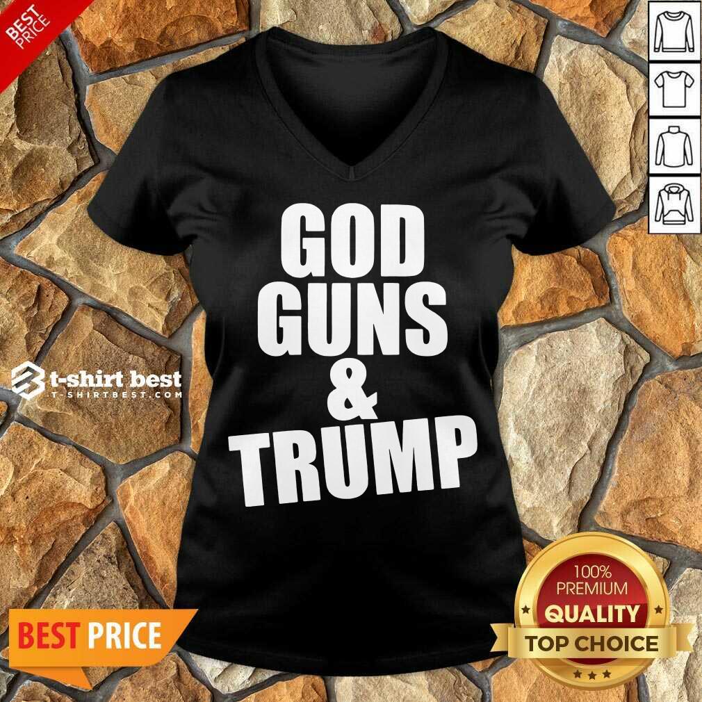 God Guns And Trump American Flag V-neck - Design By 1tees.com