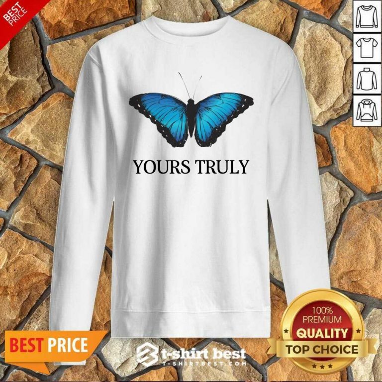 Phora Merch Yours Truly Blue Butterfly White Sweatshirt - Design By 1tees.com