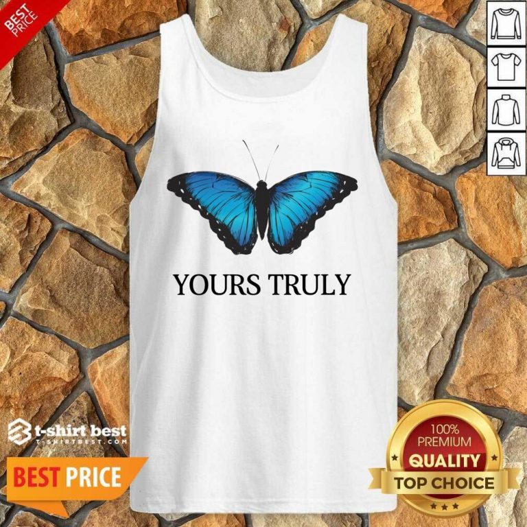 Phora Merch Yours Truly Blue Butterfly White Tank Top - Design By 1tees.com