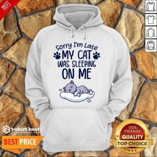 Sorry I'm Late My Cat Sleeping On Me Funny Cat Lovers Gift Hoodie - Design By 1tees.com