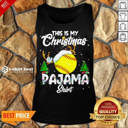 This Is My Christmas Pajama Softball Christmas Pajamas Tank Top - Design By 1tees.com