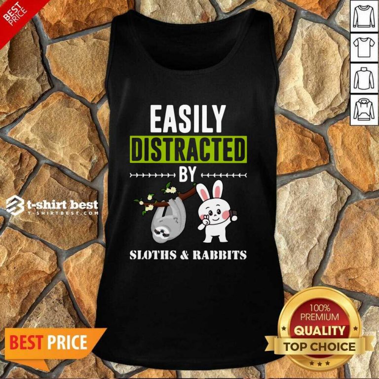 Easily Distracted By Sloths Lover Design Cute Rabbits Tank Top - Design By 1tees.com