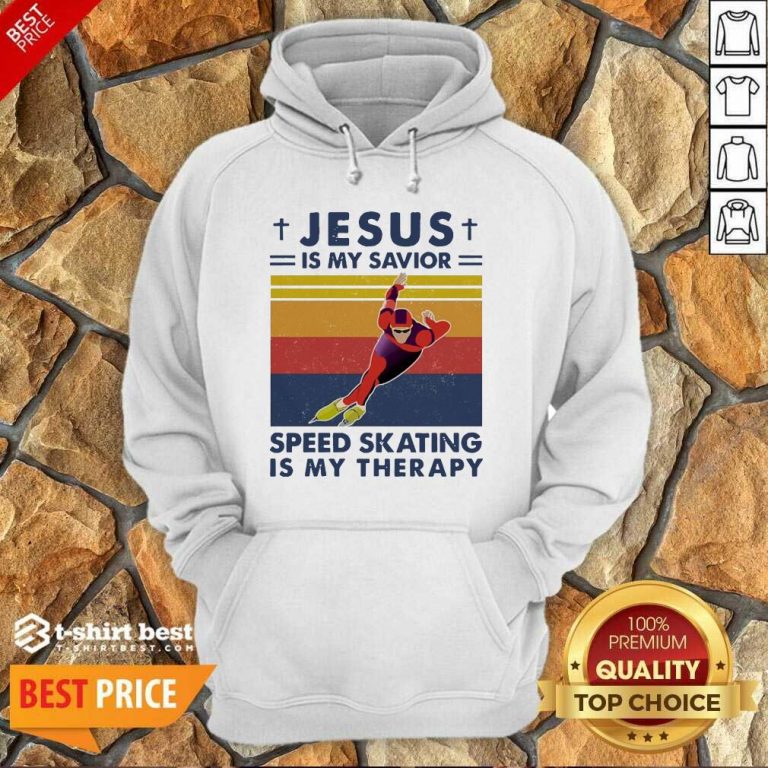 Jesus Is My Savior Speed Skating Is My Therapy Vintage Hoodie - Design By 1tees.com