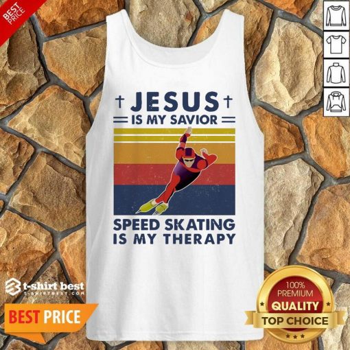 Jesus Is My Savior Speed Skating Is My Therapy Vintage Tank Top - Design By 1tees.com