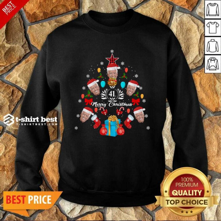 Joe Biden Christmas Tree 41th Merry Christmas Sweatshirt - Design By 1tees.com