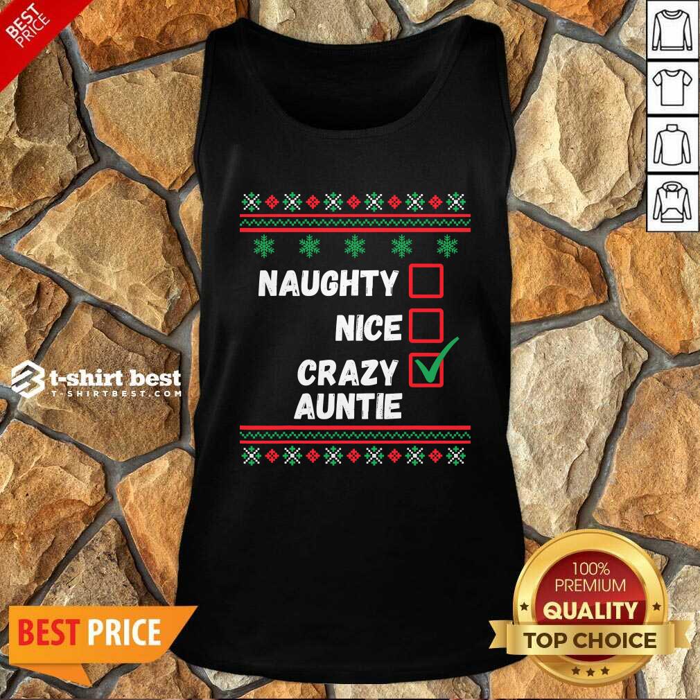 Naughty Nice Crazy Auntie 2020 Ugly Christmas Tank Top - Design By 1tees.com