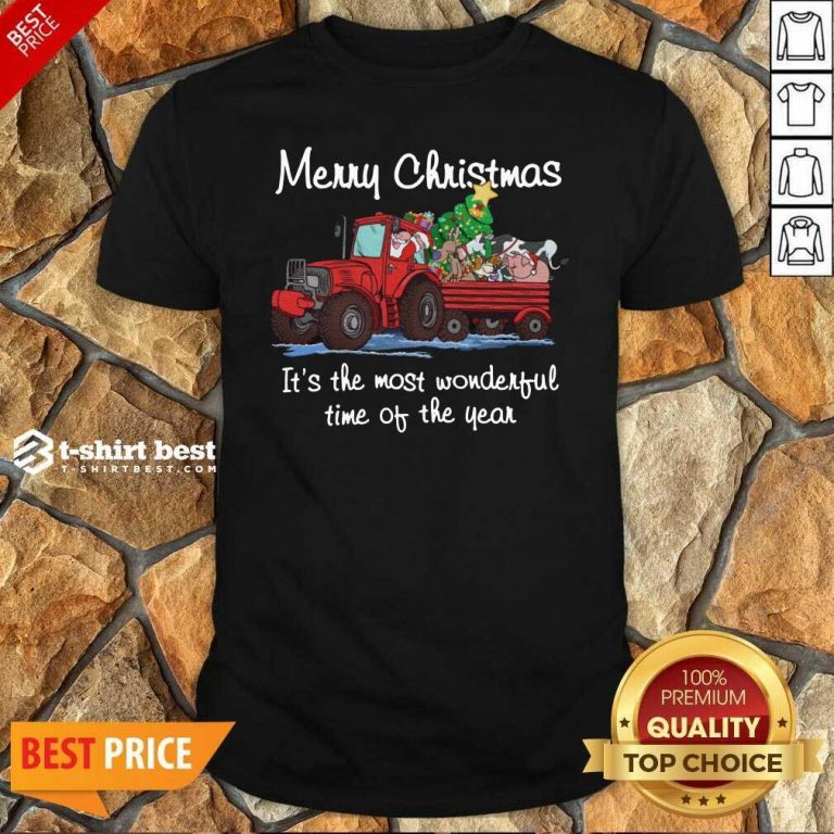 Good Santa Claus And Animal Merry Christmas It’s The Most Wonderful Time Of The Year Shirt - Design By 1tees.com