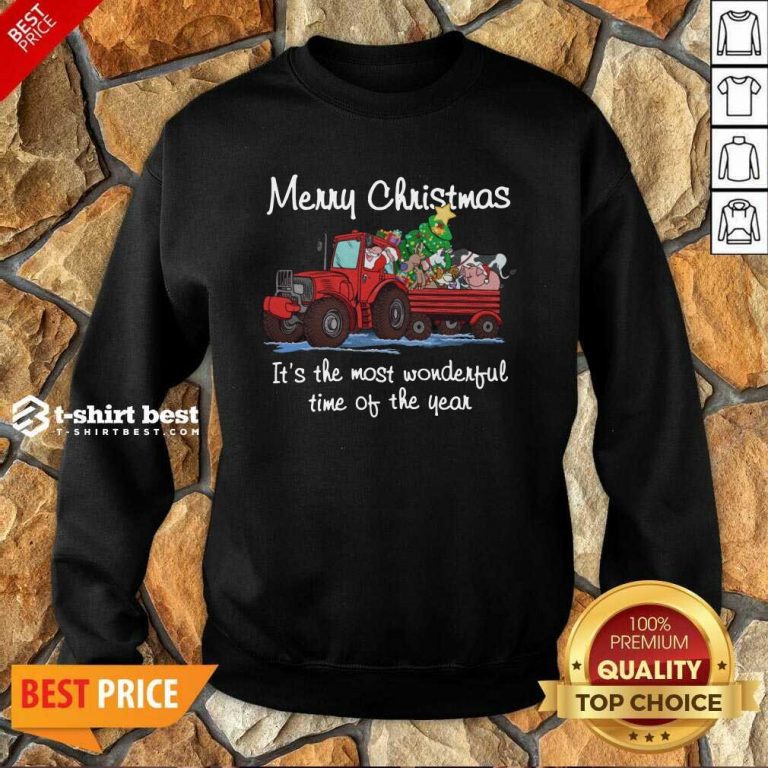 Santa Claus And Animal Merry Christmas It’s The Most Wonderful Time Of The Year Sweatshirt - Design By 1tees.com