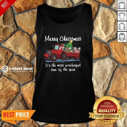 Santa Claus And Animal Merry Christmas It’s The Most Wonderful Time Of The Year Tank Top - Design By 1tees.com