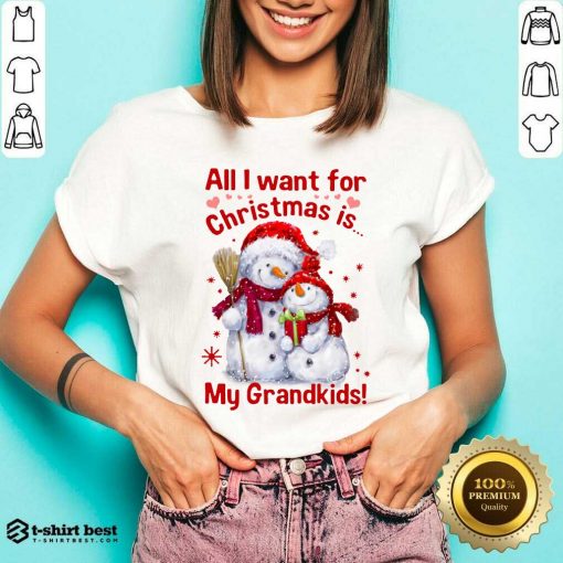 Snowman All I Want For Christmas Is My Grandkids V-neck - Design By 1tees.com