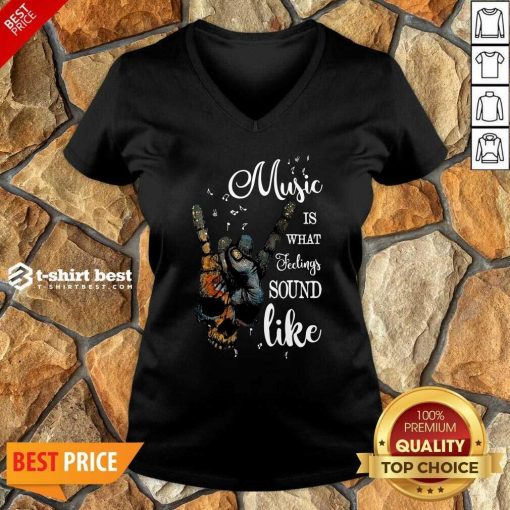 Music Is What Feelings Sound Like Peace V-neck - Design By 1tees.com
