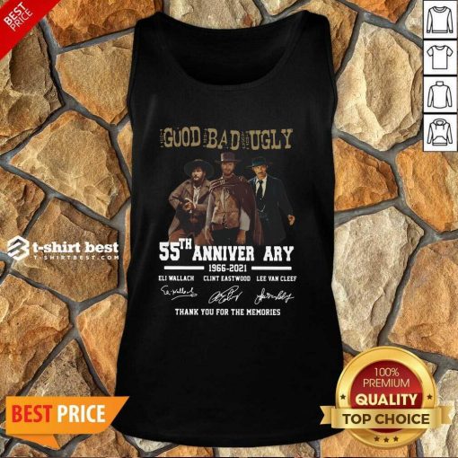 The Good The Bad The Ugly 55th Anniversary 1966 2021 Thank You For The Memories Signatures Tank Top - Design By 1tees.com