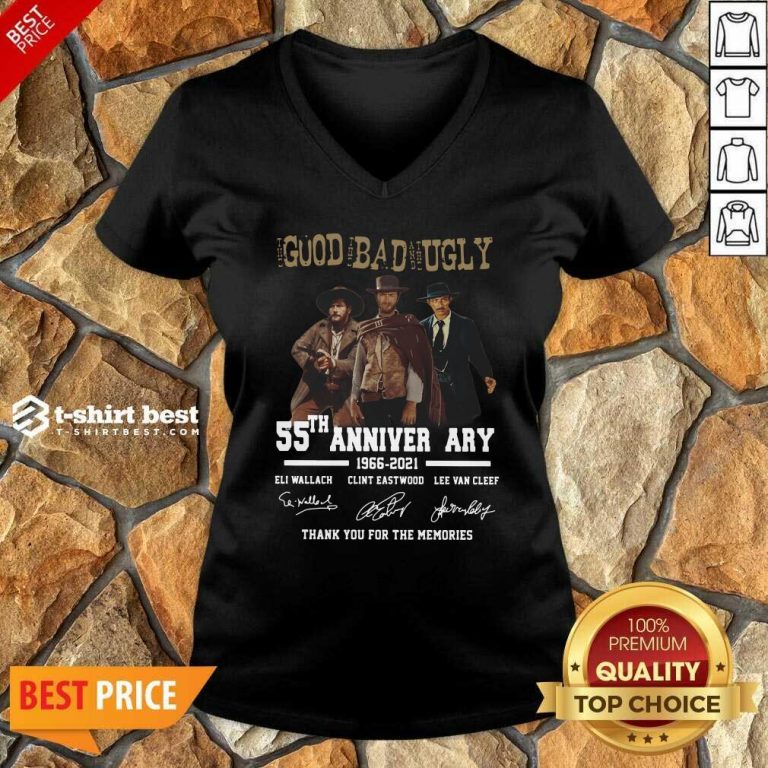 The Good The Bad The Ugly 55th Anniversary 1966 2021 Thank You For The Memories Signatures V-neck - Design By 1tees.com