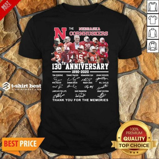 The Nebraska Cornhuskers 130th Anniversary 1890 2021 Signature Thank You For The Memories Shirt - Design By 1tees.com